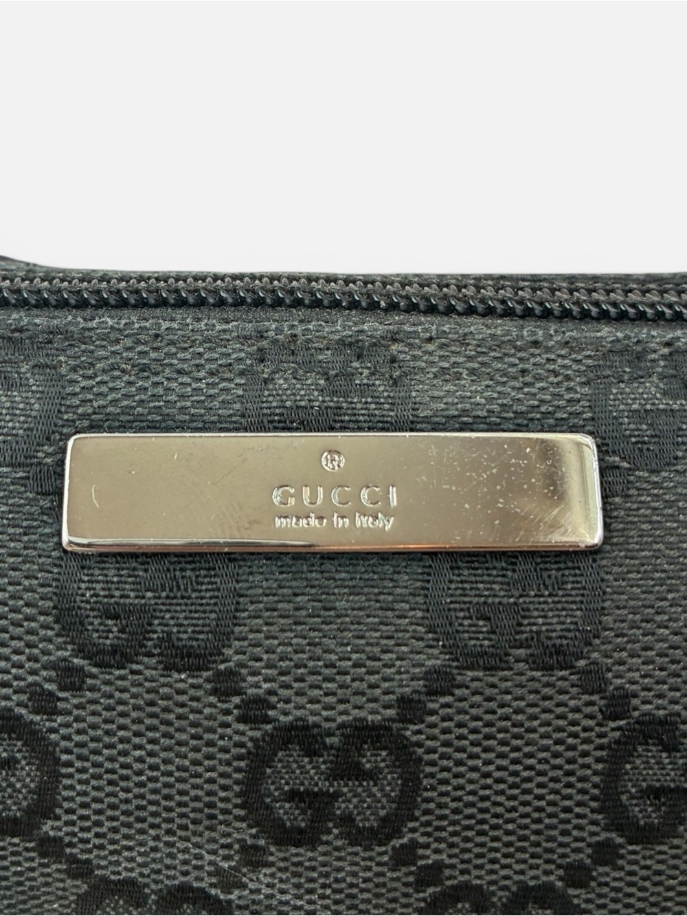 Gucci GG Canvas Black Mini Shoulder Bag Pochette Zip Top Handbag Italy - Picture 6 of 9